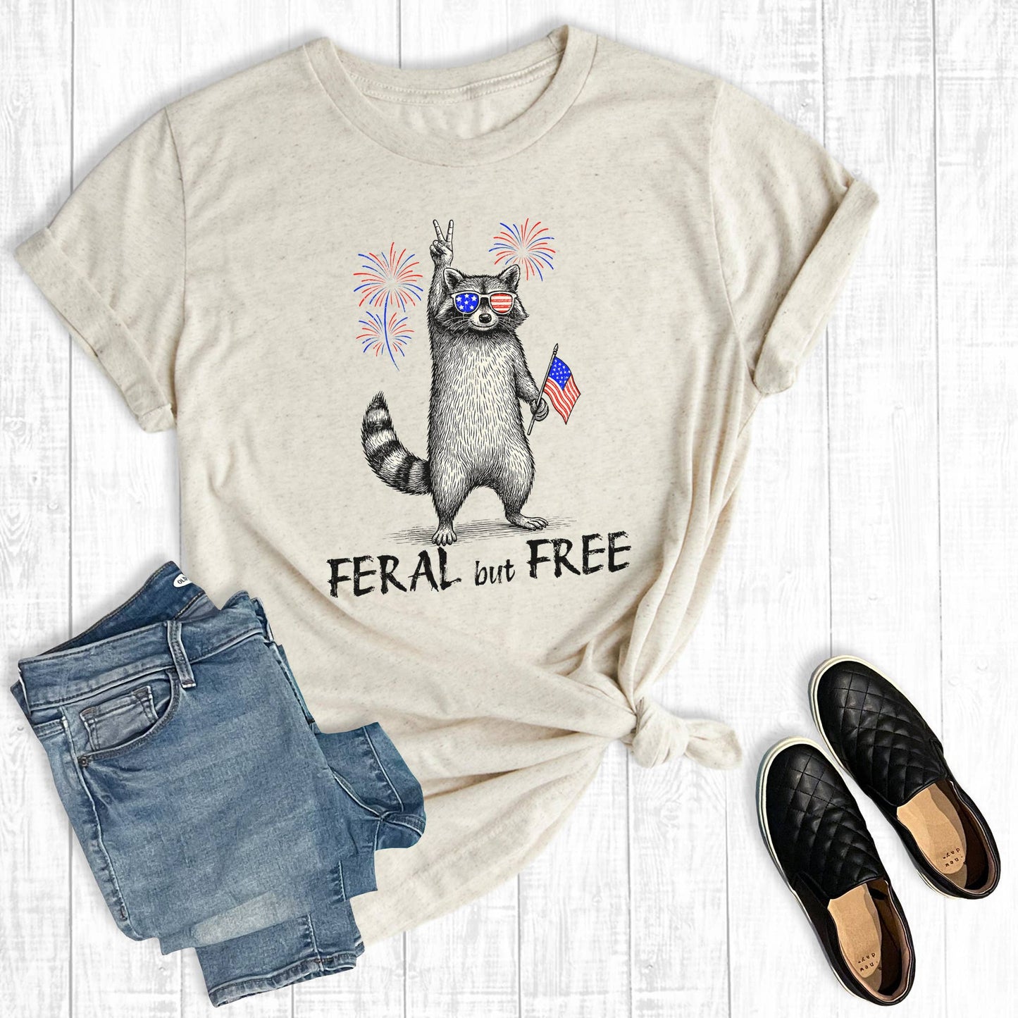 4th of July Feral But Free Graphic Tee