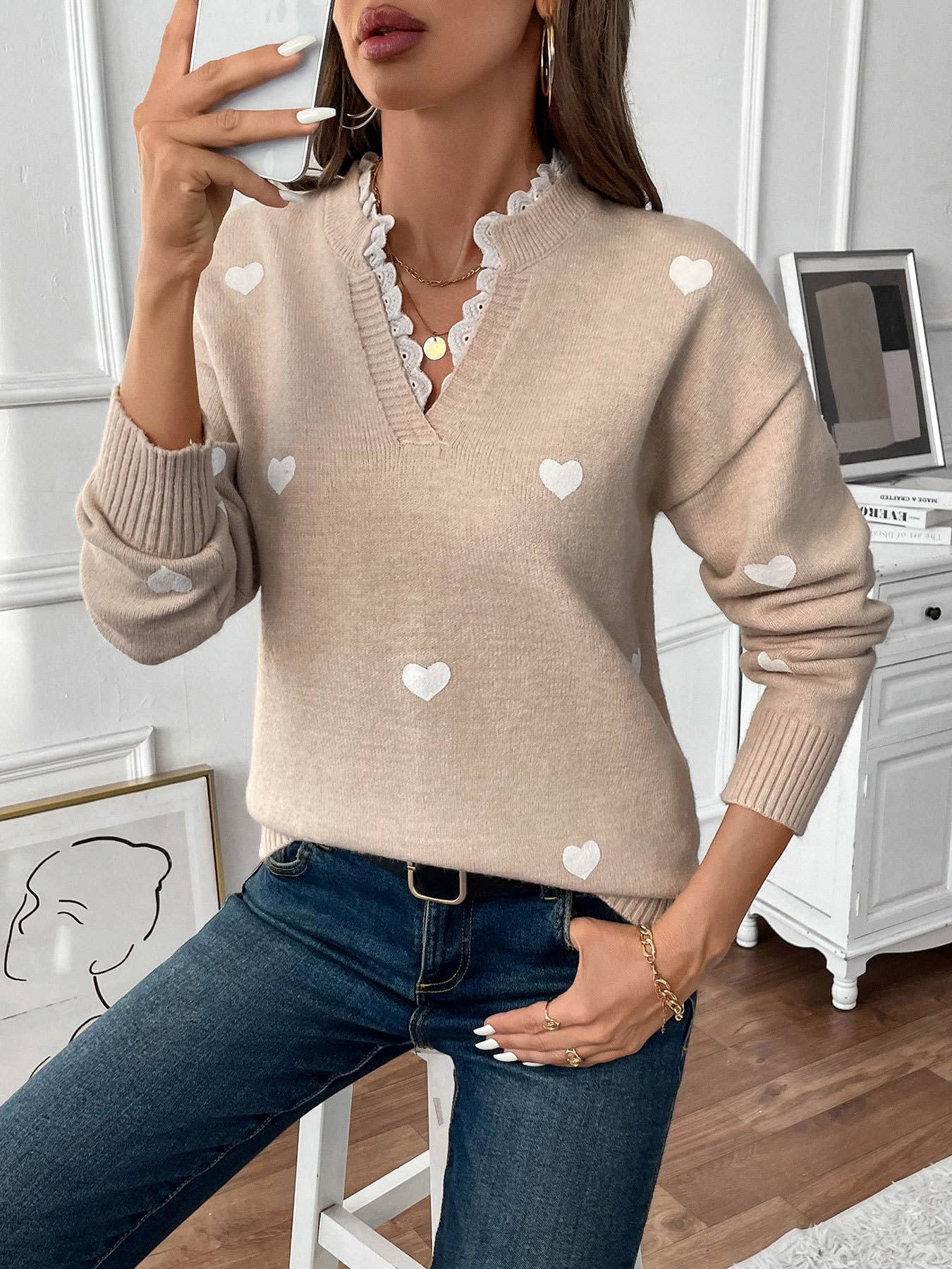 Valentine's Day V-Neck Love Sweater