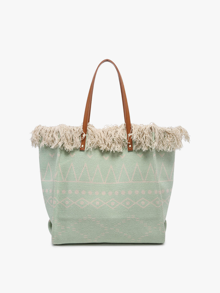 Madison Handwoven Fringe Tote – Woven Cotton Bag | M2091