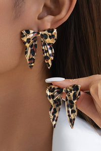 Western Leopard Bow Statement Earrings