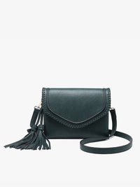 Sloane Flapover Crossbody w/ Whipstitch and Tassel | M1802A