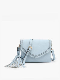 Sloane Flapover Crossbody w/ Whipstitch and Tassel | M1802A