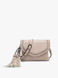 Sloane Flapover Crossbody w/ Whipstitch and Tassel | M1802A