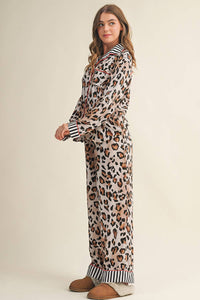 Bold Leopard Striped Shirt & Pants Pajama Set