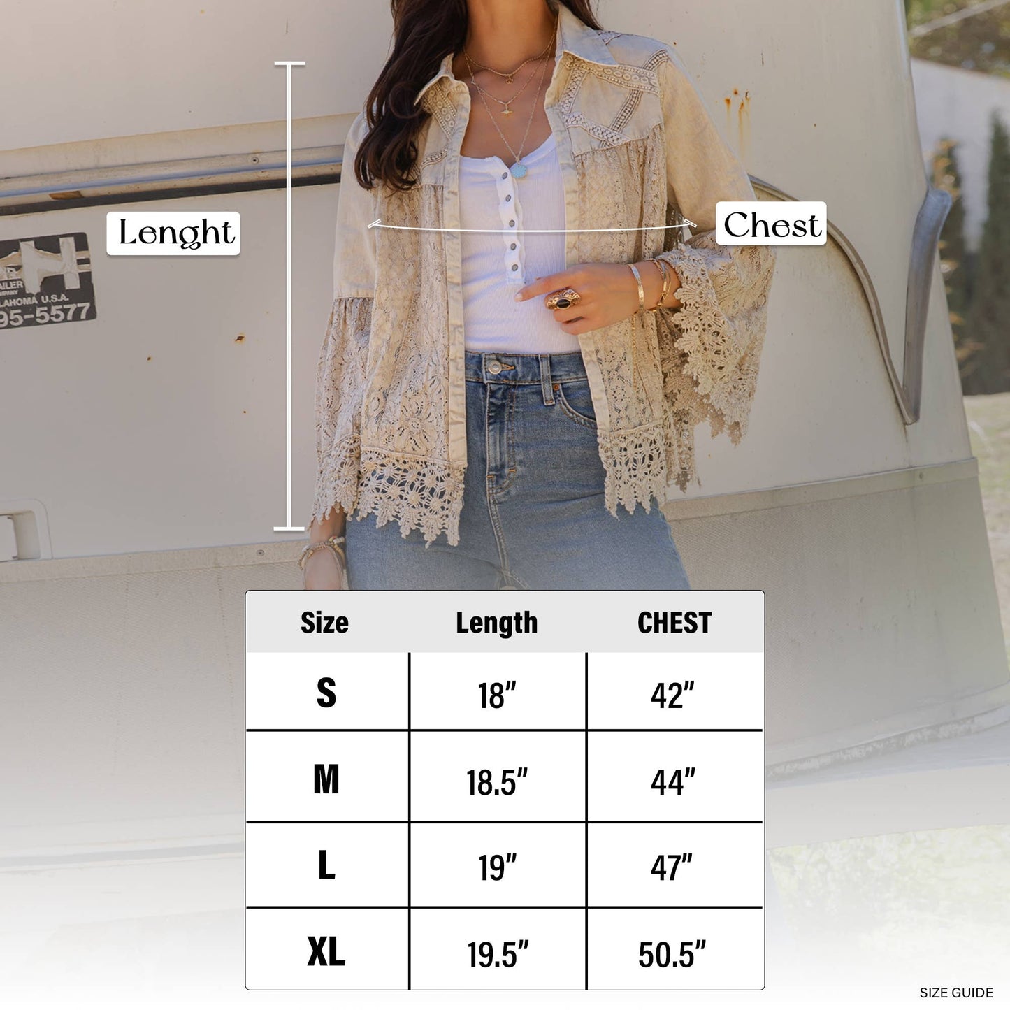 Intricate Crochet Lace Bell Sleeve Western Jacket Shrug