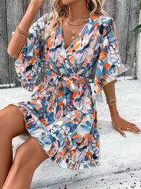 Fresh Ruffled Hem Boho Floral Laced Dress
